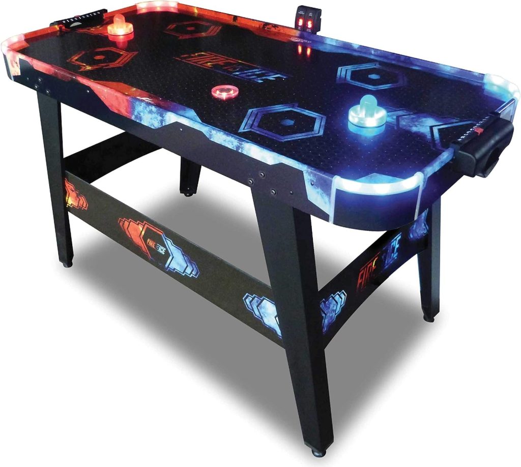 Carromco Airhockey Fire Vs Ice - Mesa de hockey de aire iluminada con LED