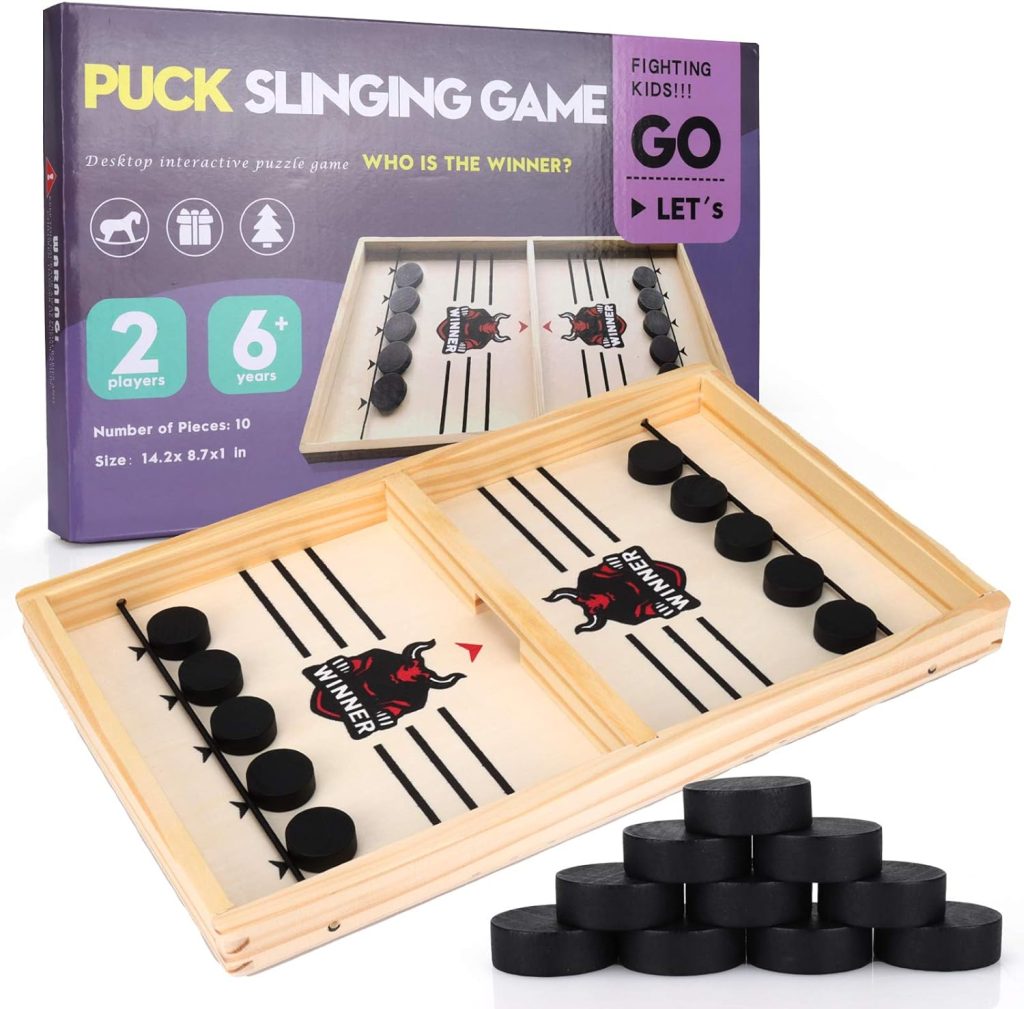 Juego de Mesa de Hockey, GUBOOM Hockey de Mesa, 2 en 1 Juego de Air Hockey para Mesa